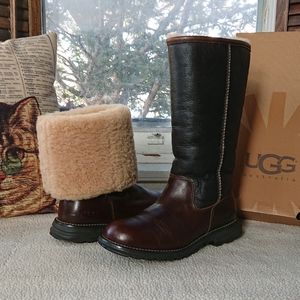 UGG "Brooks" Tall Leather Shearling Lined Boot